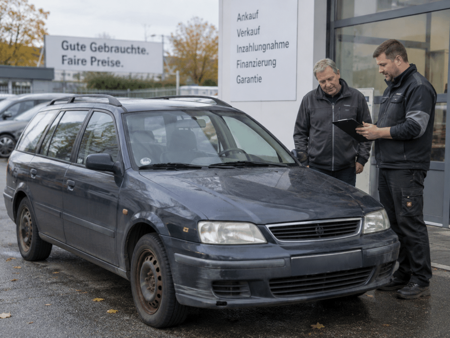 Älterer Gebrauchtwagen mit hoher Laufleistung beim Fahrzeugankauf